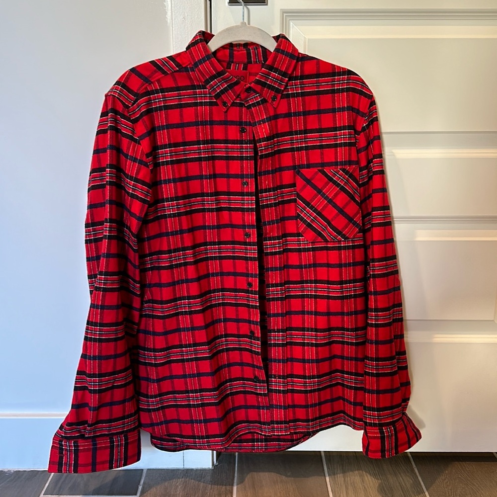 Hugo Red Patterned Flannel Size Medium - image 1